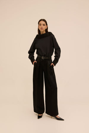 Pleated Wide Leg Trouser - Abadia