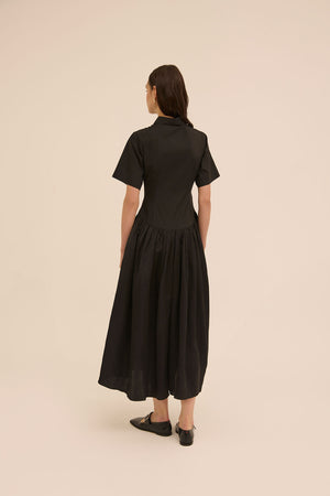 Mena Shirt Dress in Black - Abadia