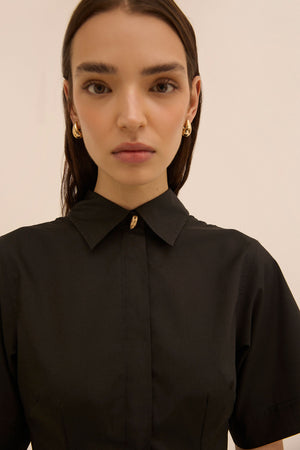 Mena Shirt Dress in Black - Abadia