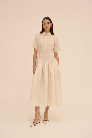 Mena Shirt Dress in Cream - Abadia