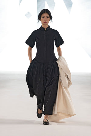 Mena Shirt Dress in Black - Abadia