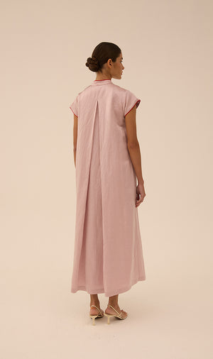 Cap Sleeve Shirt Dress in Pink