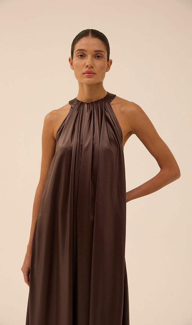 Halterneck Dress in Brown