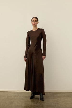 Yara Scarf Dress in Chocolate Abadia Yara Scarf Dress in Chocolate Abadia