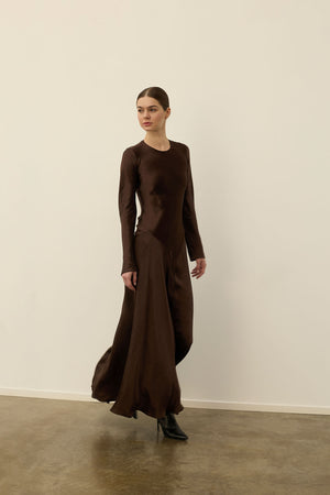 Yara Scarf Dress in Chocolate Abadia Yara Scarf Dress in Chocolate Abadia