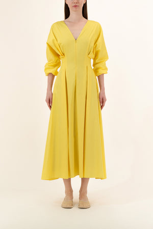 Amaya Dress in Rutab Yellow - Abadia