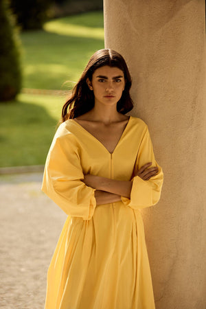 Amaya Dress in Rutab Yellow - Abadia