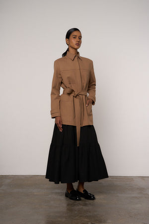 Cropped Utility Jacket in Brown - Abadia 