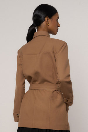 Cropped Utility Jacket in Brown - Abadia 