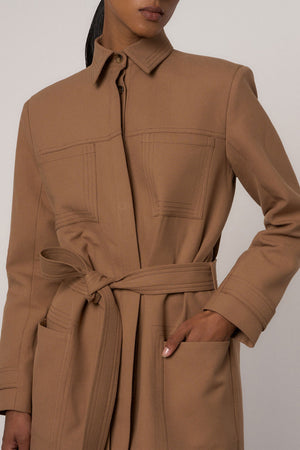 Cropped Utility Jacket in Brown - Abadia 