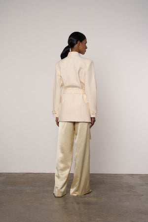 Cropped Utility Jacket in Cream - Abadia