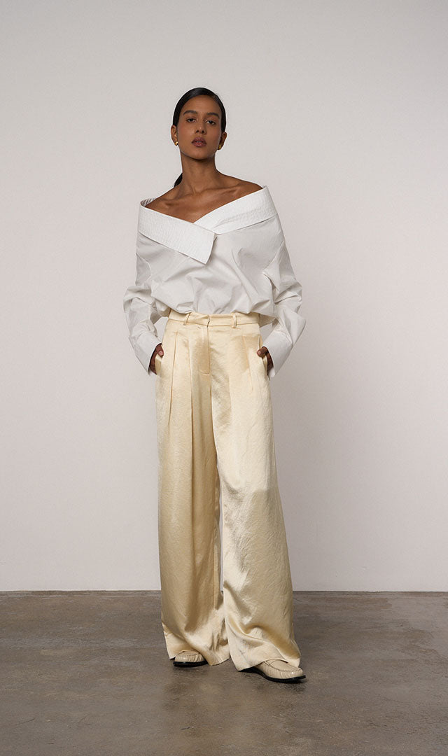 Double Pleat Wide Leg Trouser