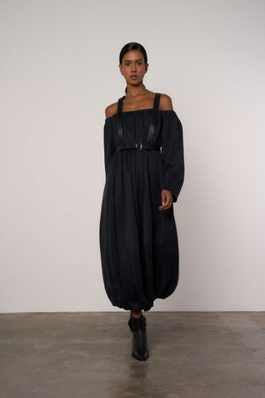 Eloise Strapless Maxi Dress in Black - Abadia 