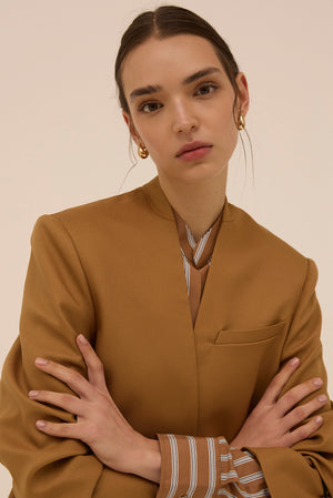 Jeel Boxy Blazer in Brown - Abadia