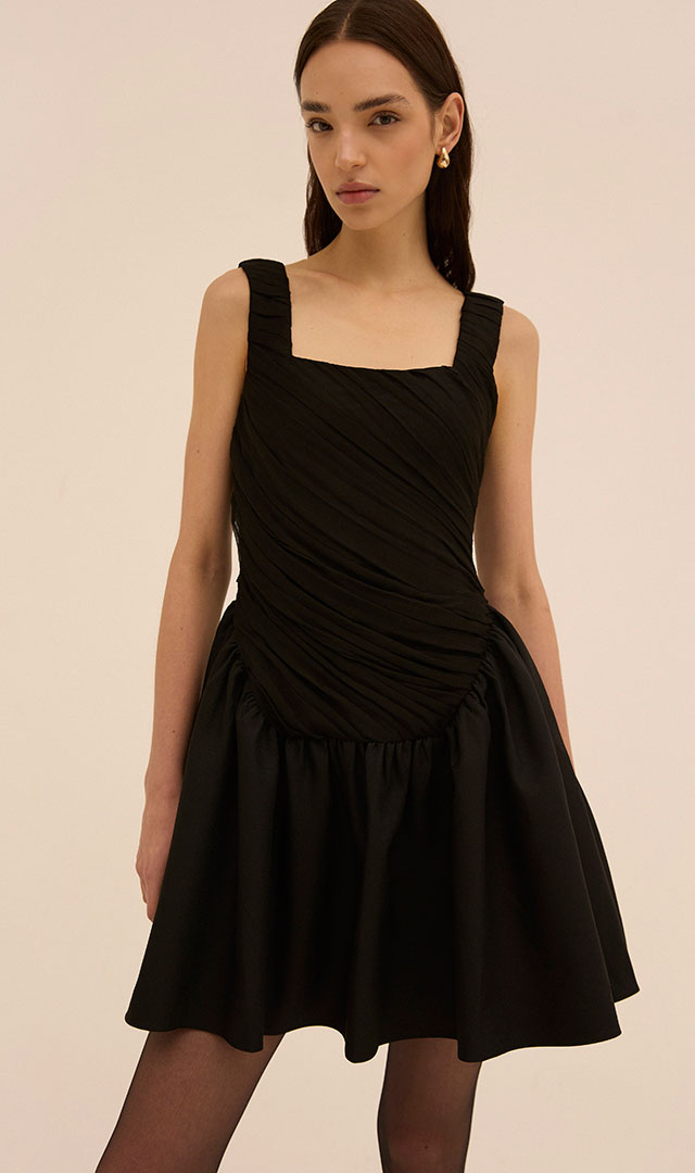 Kaia Square Neck Dress in Black