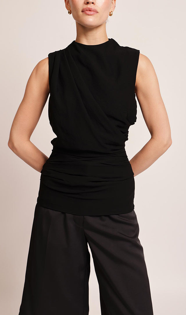 Lynne Draped Top in Black