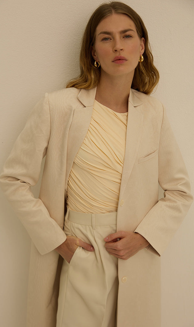 Nouf Long Blazer in Cream