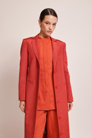 Nouf Long Blazer in Red