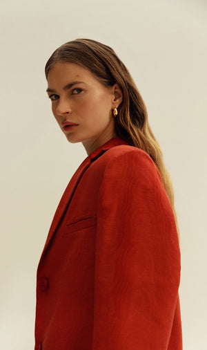 Nouf Long Blazer in Red - Abadia 