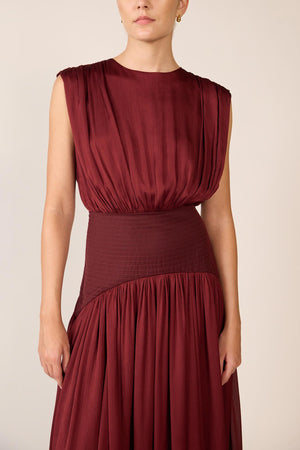 abadia suri paneled twill and crinkled voile maxi dress Suri Maxi Dress in Pomegranate