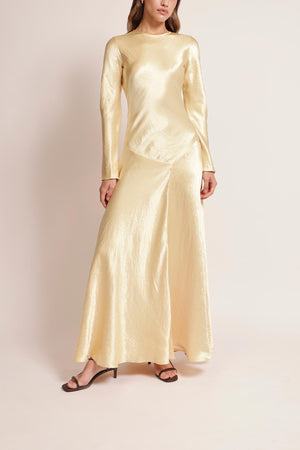 butter yellow long sleeve dress butter yellow long sleeve dress Evella Maxi Dress in Butter Yellow