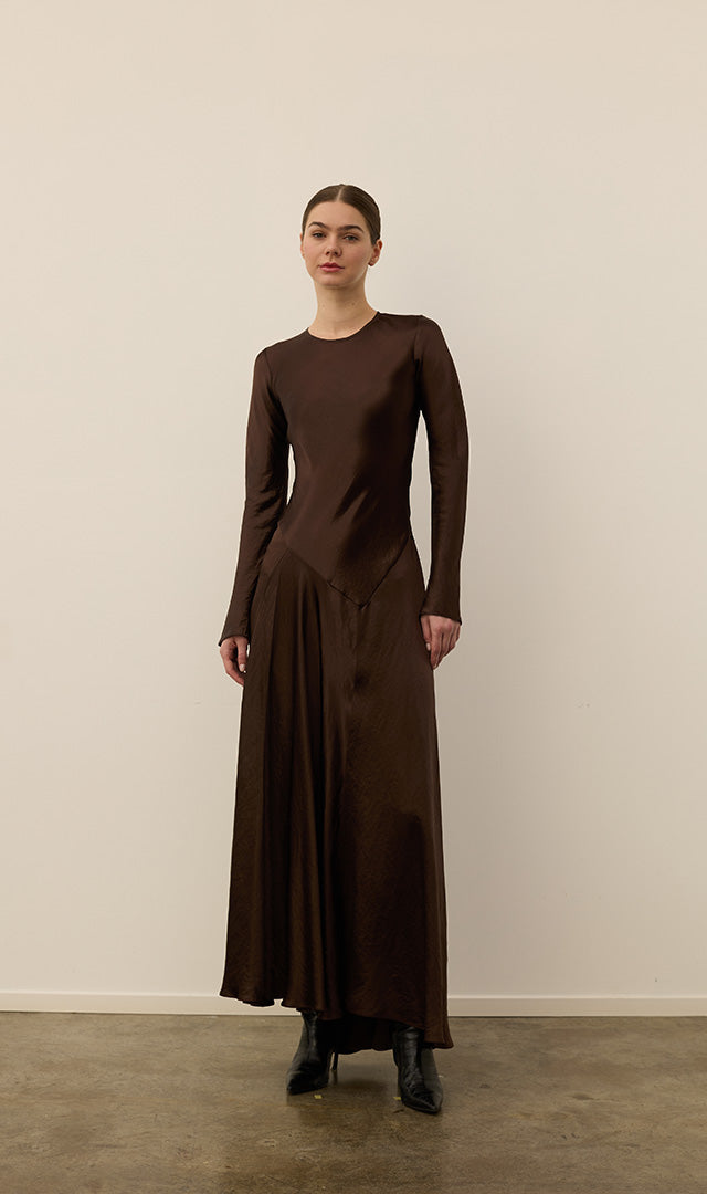 Yara Scarf Dress in Chocolate