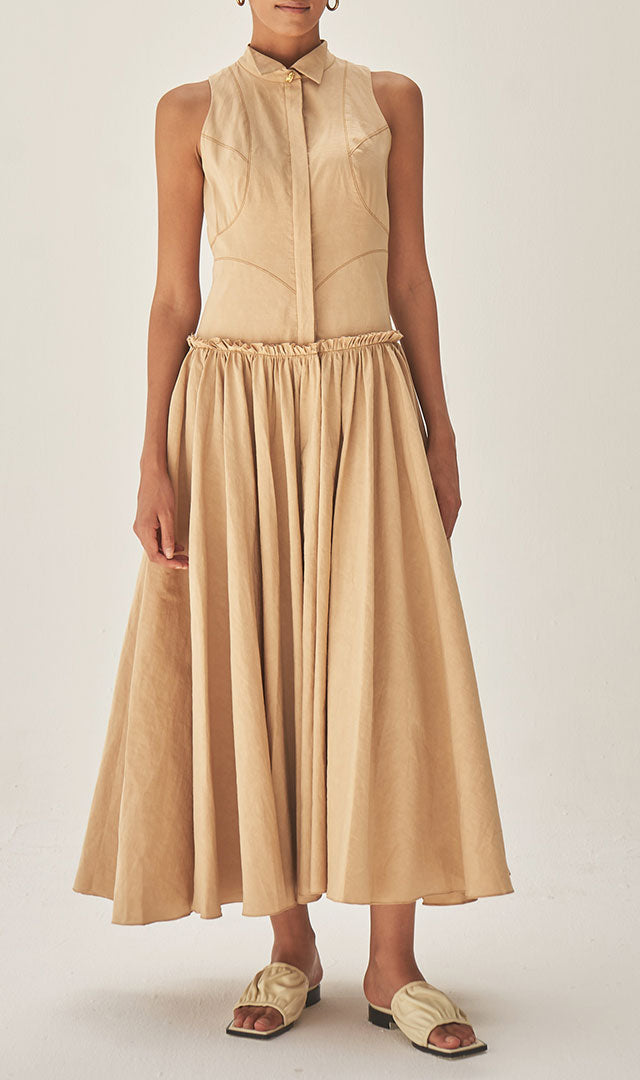 Dana dress in dark beige by Abadia  