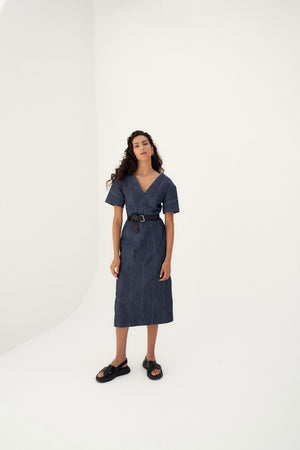 Alef V-Neck in Denim by Abadia