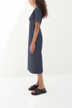 Alef V-Neck in Denim by Abadia